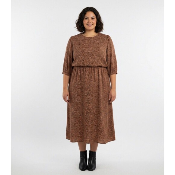 MACY'S BACKSTAGE M.I.D Cheetah Print Blousy Dress Cinched Waist NWT - Picture 6 of 6